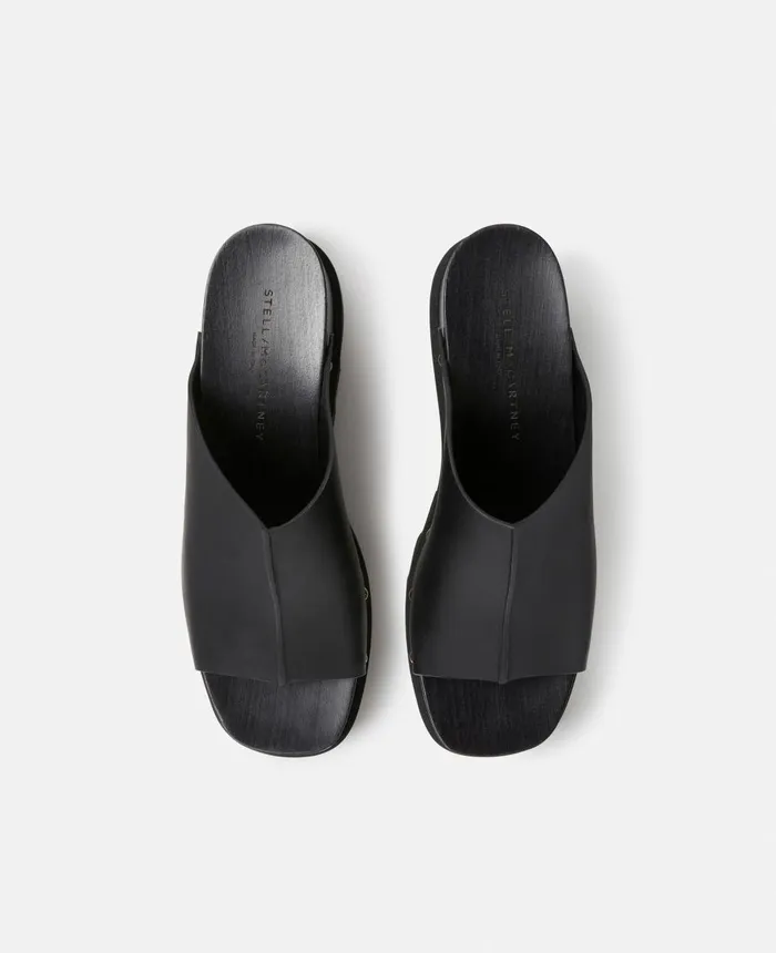 Stella McCartney Elyse Studded Slide Wedge Sandals Black Women Wedges