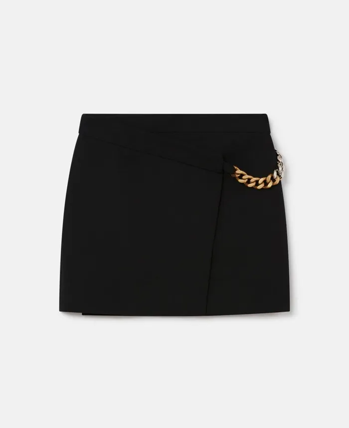 Stella McCartney Falabella Chain Wrap Mini Skirt Black Women Skirts