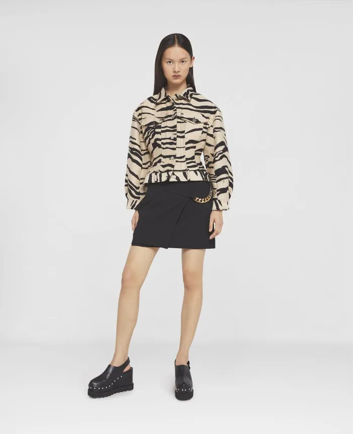 Stella McCartney Falabella Chain Wrap Mini Skirt Black Women Skirts