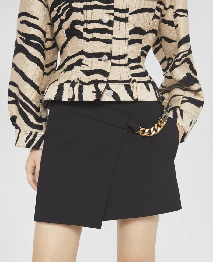 Stella McCartney Falabella Chain Wrap Mini Skirt Black Women Skirts
