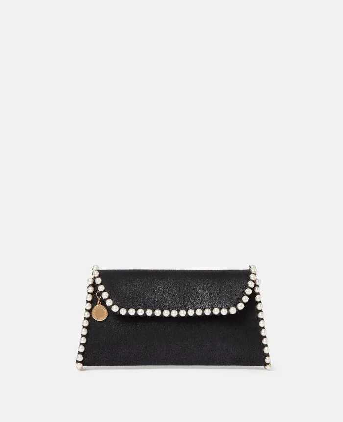 Stella McCartney Falabella Pearl Edge Clutch Black Women Mini Bags And Clutches Stella McCartney Falabella Pearl Edge Clutch Black Women Mini Bags And Clutches