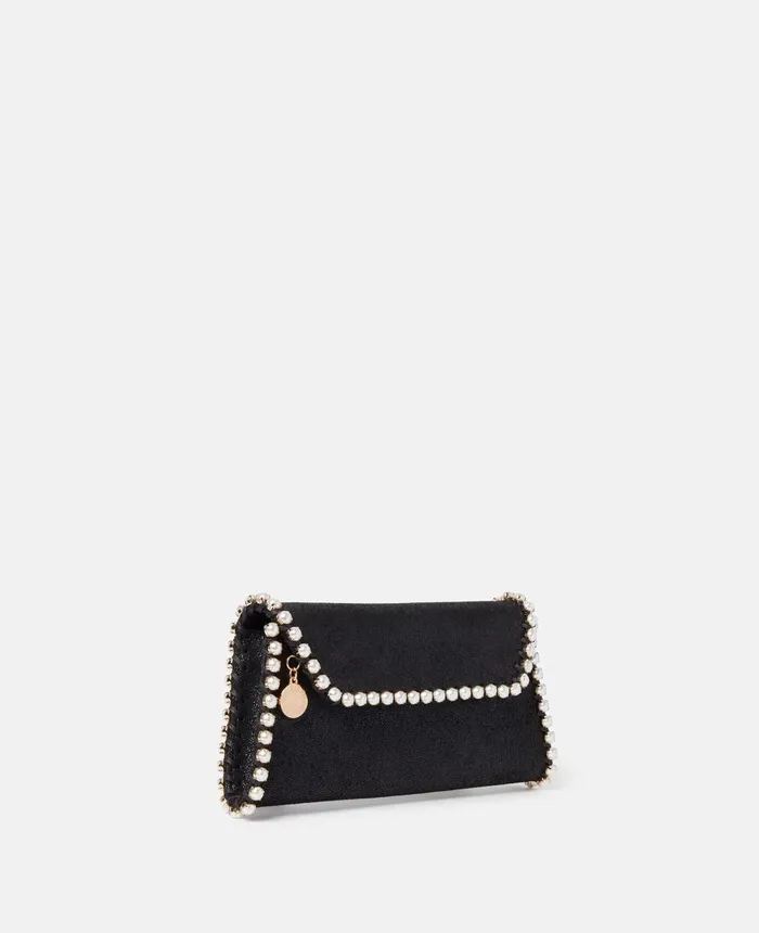 Stella McCartney Falabella Pearl Edge Clutch Black Women Mini Bags And Clutches Stella McCartney Falabella Pearl Edge Clutch Black Women Mini Bags And Clutches