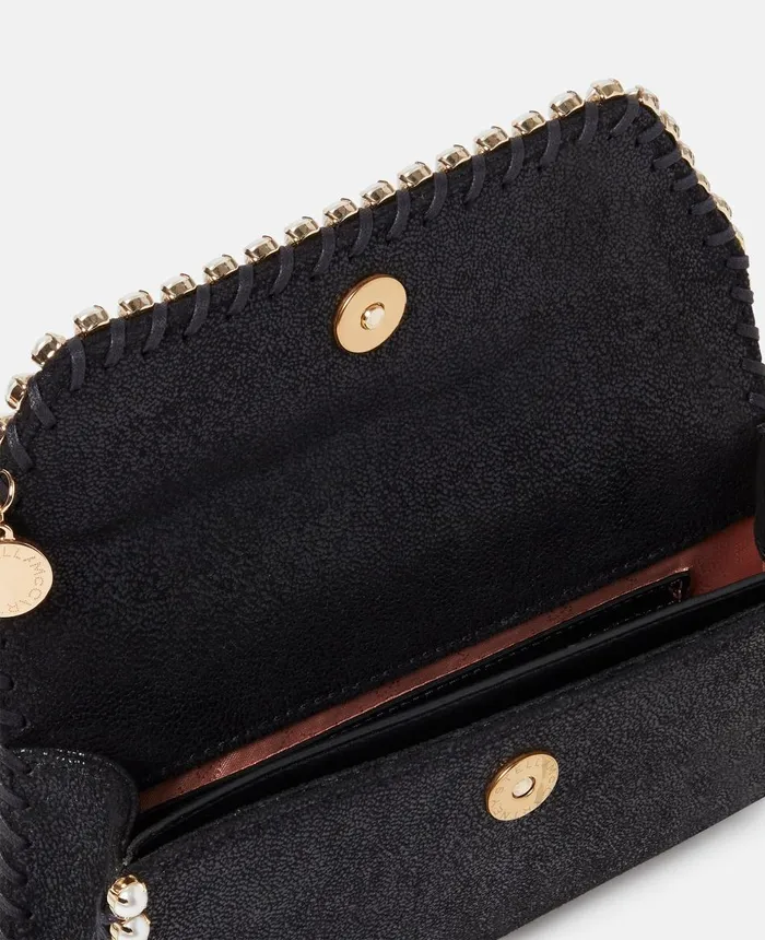 Stella McCartney Falabella Pearl Edge Clutch Black Women Mini Bags And Clutches Stella McCartney Falabella Pearl Edge Clutch Black Women Mini Bags And Clutches