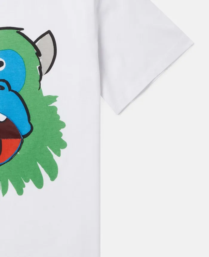 Stella McCartney Flap Monkey Face TShirt White Kids TShirts And Sweatshirt