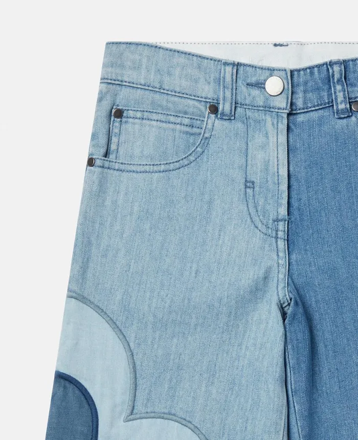 Stella McCartney Flower Appliqu Straight Leg Jeans Blue Kids Pants and Shorts