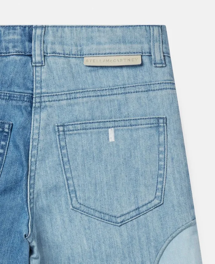Stella McCartney Flower Appliqu Straight Leg Jeans Blue Kids Pants and Shorts
