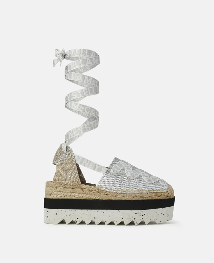 Stella McCartney Gaia Platform Espadrilles Silver Women Wedges