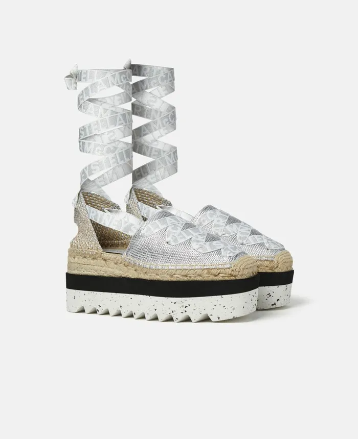 Stella McCartney Gaia Platform Espadrilles Silver Women Wedges