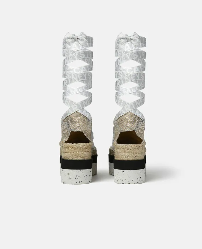 Stella McCartney Gaia Platform Espadrilles Silver Women Wedges