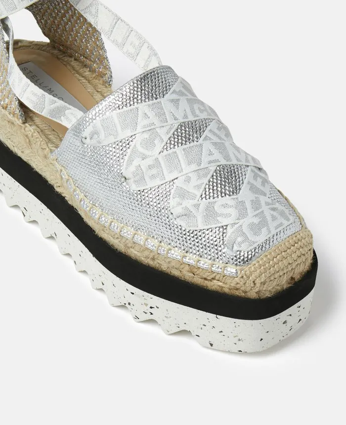 Stella McCartney Gaia Platform Espadrilles Silver Women Wedges