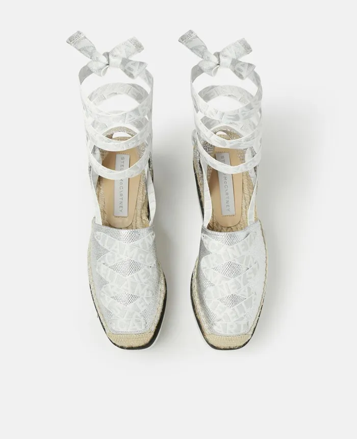 Stella McCartney Gaia Platform Espadrilles Silver Women Wedges