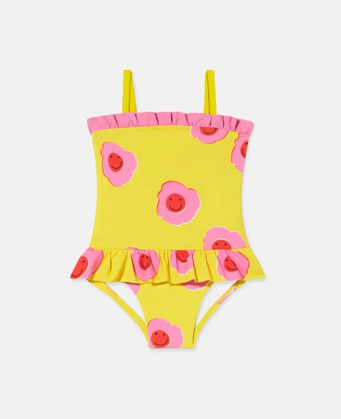 Stella McCartney Graphic Flower Print Frill Trim Swimsuit Yellow Kids Sweaters and Cardigans Stella McCartney Graphic Flower Print Frill Trim Swimsuit Yellow Kids Sweaters and Cardigans
