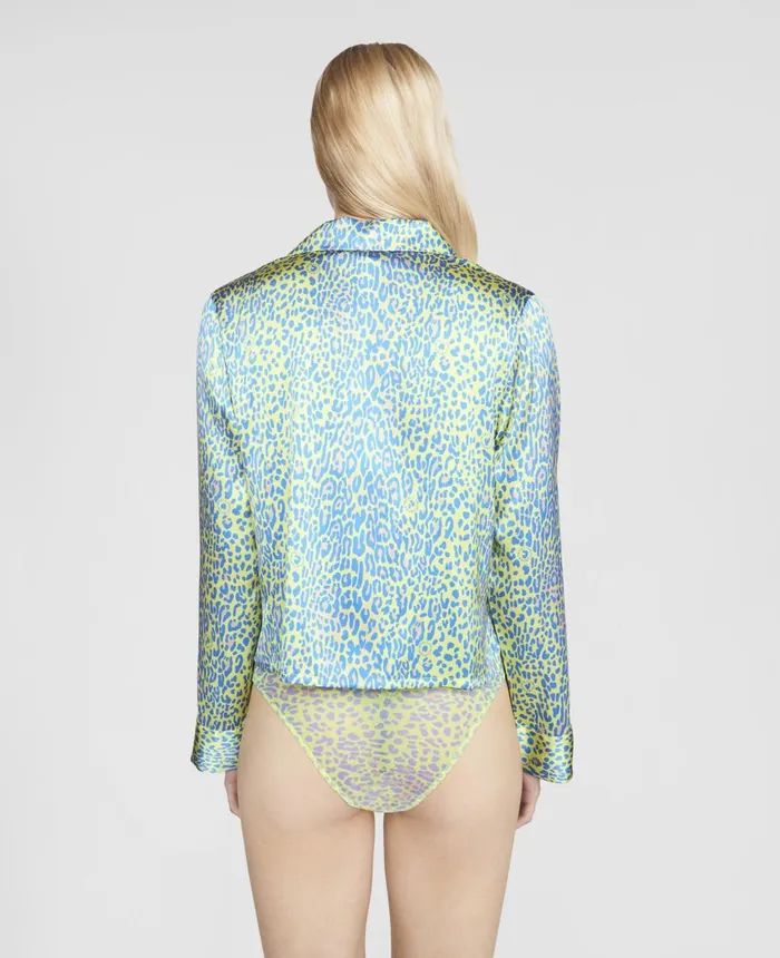 Stella McCartney Leopard Print Cropped Shirt Neon Zest Women Lingerie And Sleepwear Stella McCartney Leopard Print Cropped Shirt Neon Zest Women Lingerie And Sleepwear