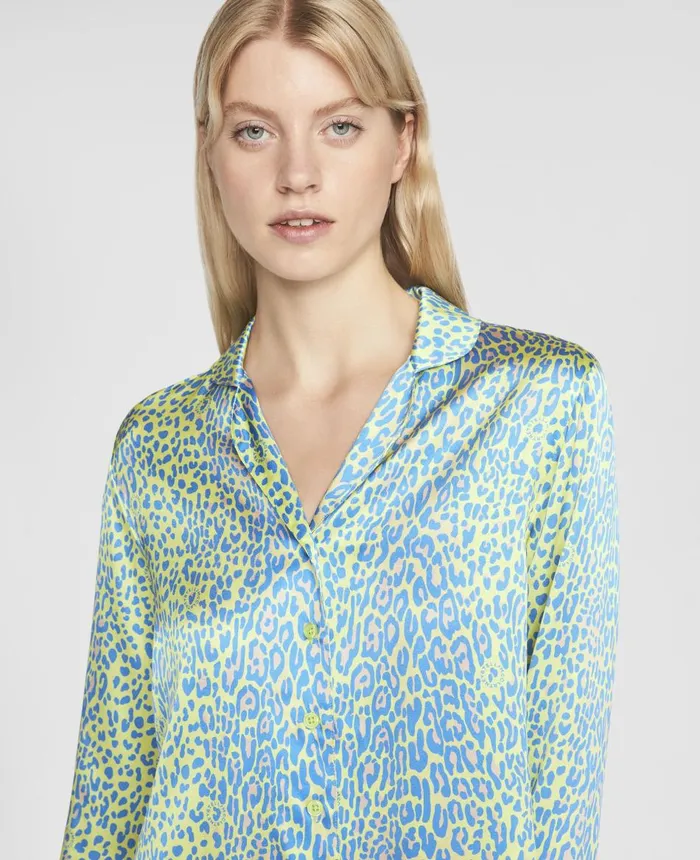 Stella McCartney Leopard Print Cropped Shirt Neon Zest Women Lingerie And Sleepwear Stella McCartney Leopard Print Cropped Shirt Neon Zest Women Lingerie And Sleepwear