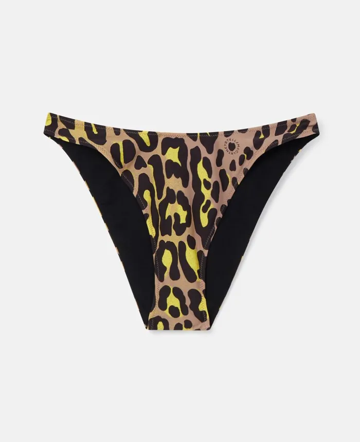 Stella McCartney Leopard Print VShaped Briefs Camel Yellow and Black Women Swimwear