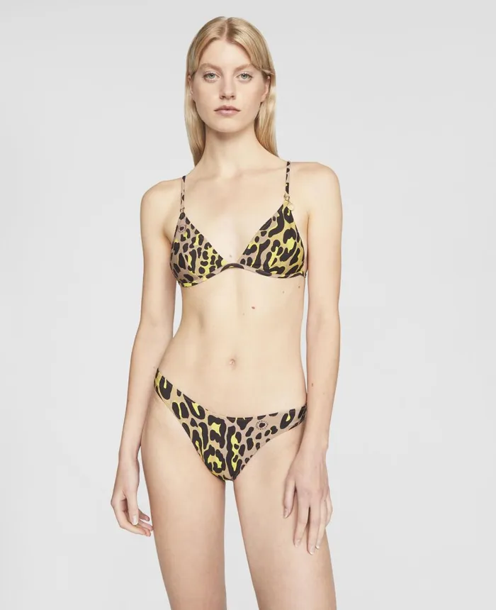 Stella McCartney Leopard Print VShaped Briefs Camel Yellow and Black Women Swimwear Stella McCartney Leopard Print VShaped Briefs Camel Yellow and Black Women Swimwear