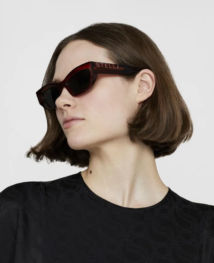 Stella McCartney Logo CatEye Sunglasses Shiny Red Women Sunglasses