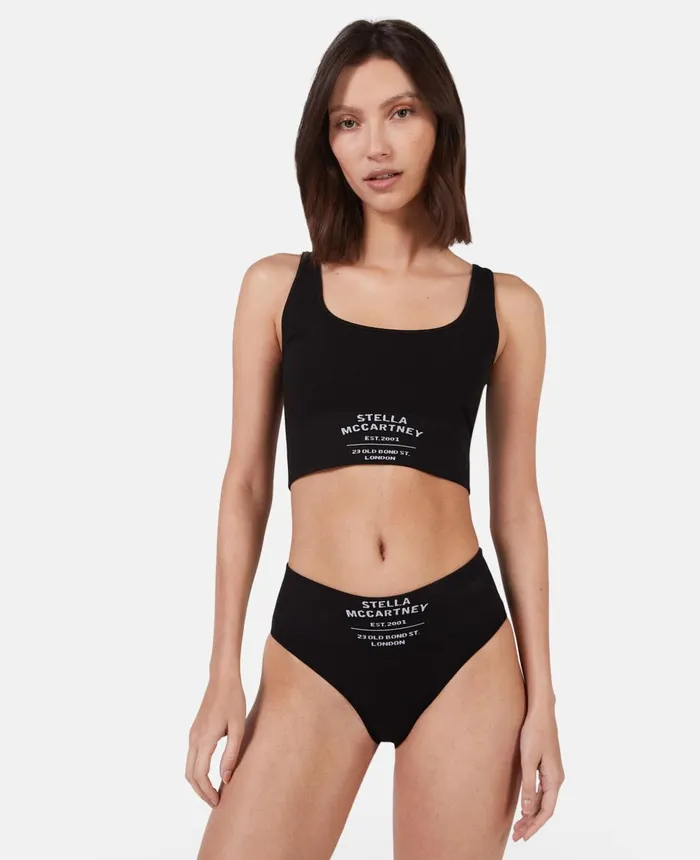 Stella McCartney Logo Rib Knit High Waist Briefs Black Women Lingerie And Sleepwear Stella McCartney Logo Rib Knit High Waist Briefs Black Women Lingerie And Sleepwear