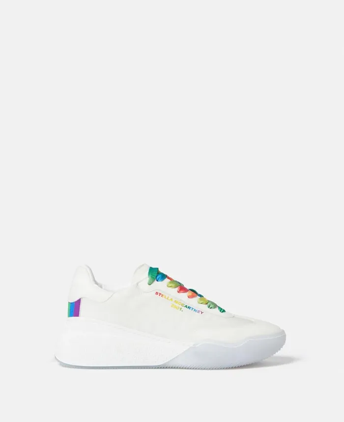 Stella McCartney Loop Rainbow LaceUp Trainers White Multicolour Women Sneakers Stella McCartney Loop Rainbow LaceUp Trainers White Multicolour Women Sneakers