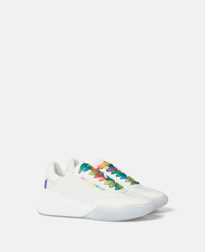 Stella McCartney Loop Rainbow LaceUp Trainers White Multicolour Women Sneakers Stella McCartney Loop Rainbow LaceUp Trainers White Multicolour Women Sneakers