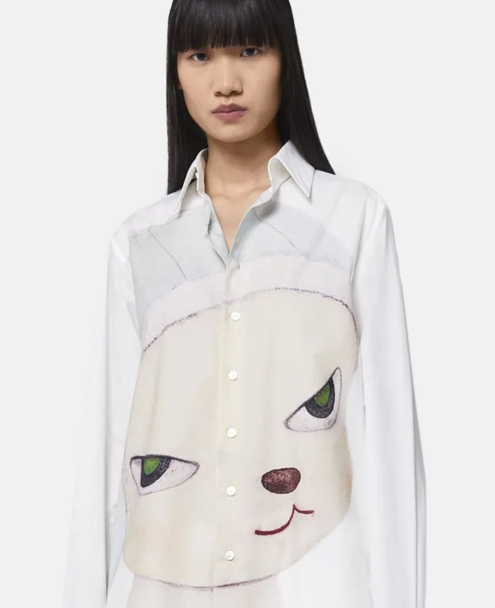 Stella McCartney Mission Sheep Print Oxford Shirt Cream Women Shirts And Tops Stella McCartney Mission Sheep Print Oxford Shirt Cream Women Shirts And Tops