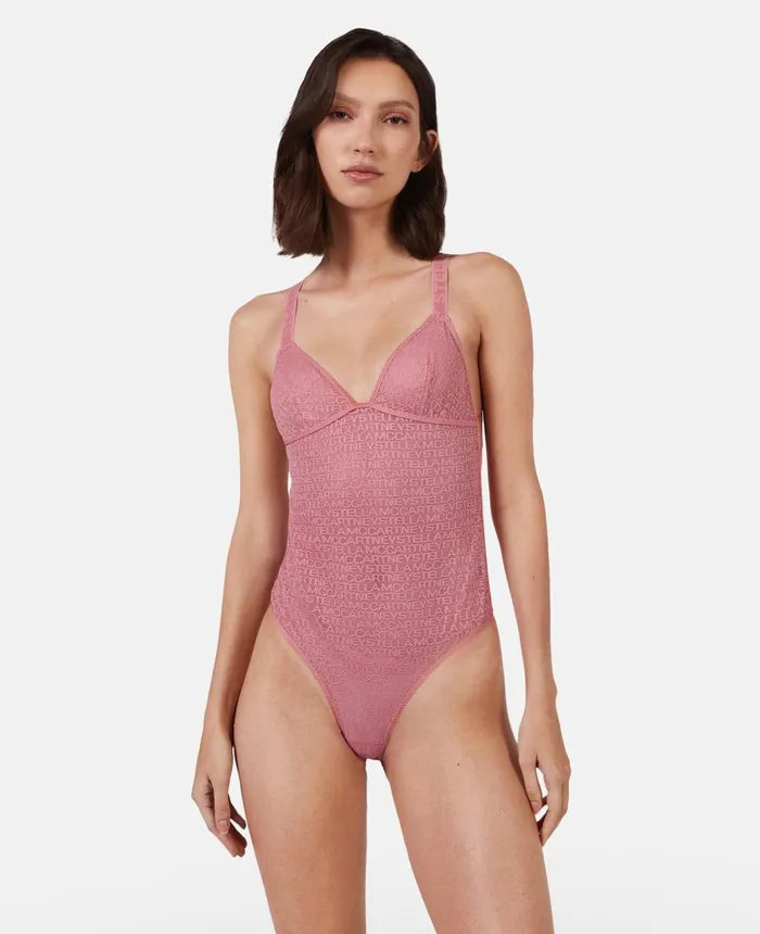 Stella McCartney Monogram Mesh Bodysuit Blush Pink Women Lingerie And Sleepwear Stella McCartney Monogram Mesh Bodysuit Blush Pink Women Lingerie And Sleepwear