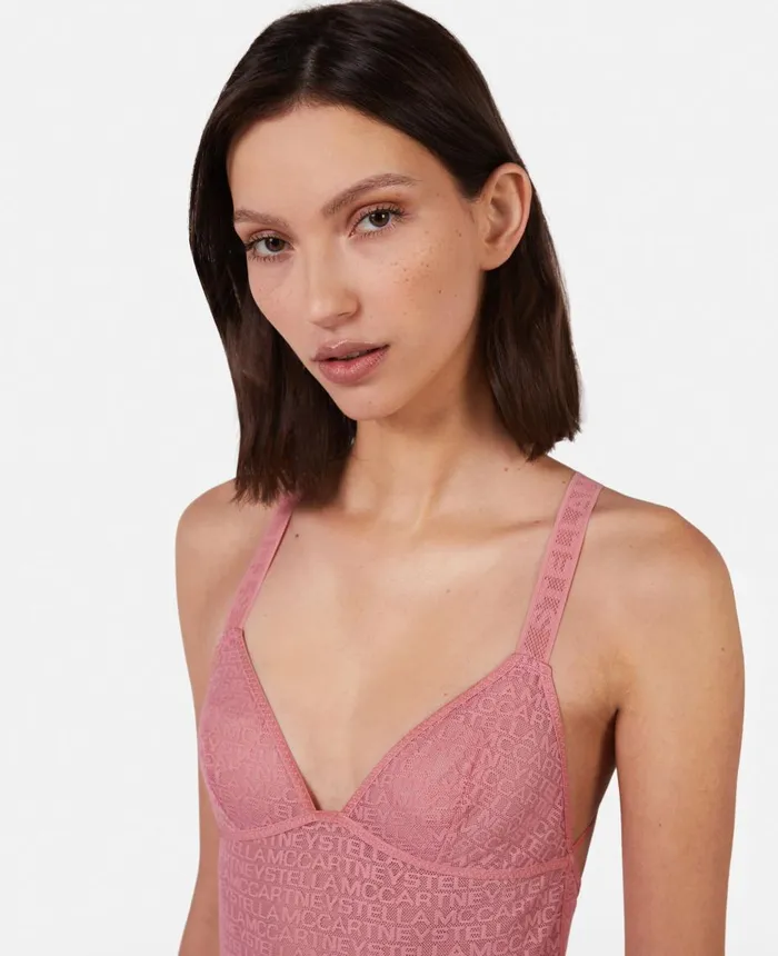 Stella McCartney Monogram Mesh Bodysuit Blush Pink Women Lingerie And Sleepwear Stella McCartney Monogram Mesh Bodysuit Blush Pink Women Lingerie And Sleepwear
