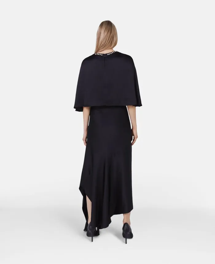 Stella McCartney Pearl Embroidery Double Satin Midi Dress Black Women Dresses Stella McCartney Pearl Embroidery Double Satin Midi Dress Black Women Dresses