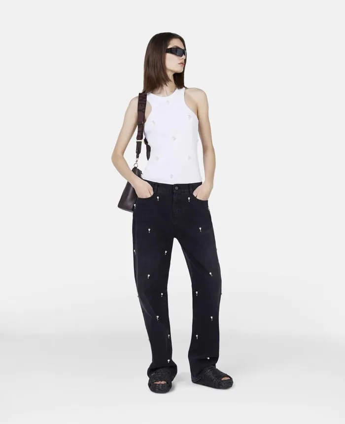 Stella McCartney Pearl Embroidery Racerfront Tank Top White Women Sweatshirts And TShirts Stella McCartney Pearl Embroidery Racerfront Tank Top White Women Sweatshirts And TShirts