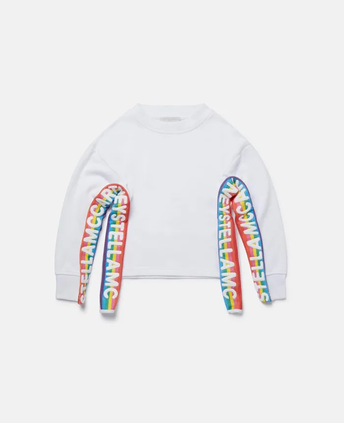 Stella McCartney Rainbow Logo Tape Sweatshirt White Kids TShirts And Tops