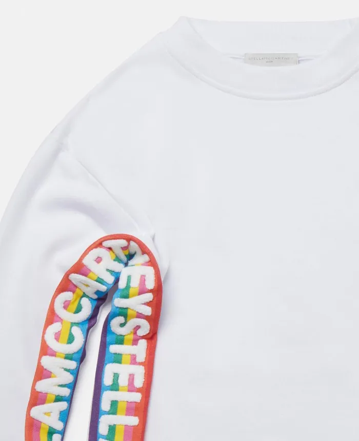 Stella McCartney Rainbow Logo Tape Sweatshirt White Kids TShirts And Tops