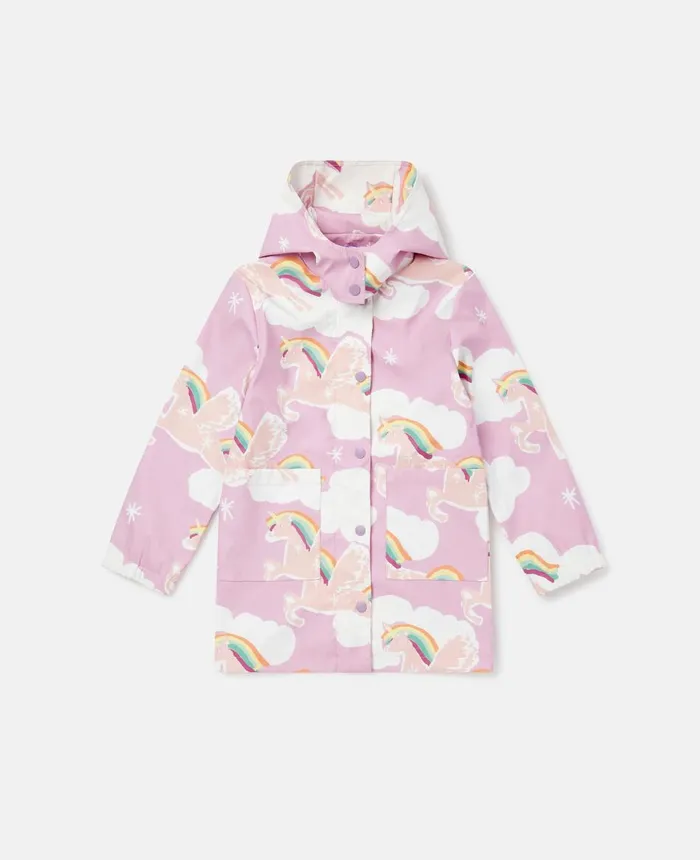 Stella McCartney Rainbow Unicorn Cloud Print Hooded Raincoat White Kids Outerwear Stella McCartney Rainbow Unicorn Cloud Print Hooded Raincoat White Kids Outerwear