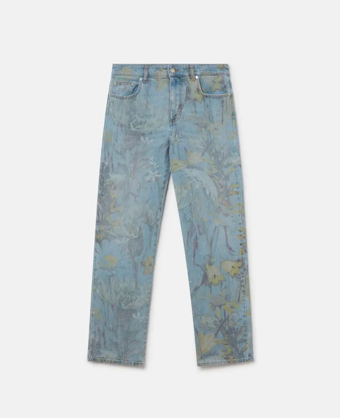 Stella McCartney Rewild Flora Print Straight Leg Jeans Printed Blue Women Denim Stella McCartney Rewild Flora Print Straight Leg Jeans Printed Blue Women Denim