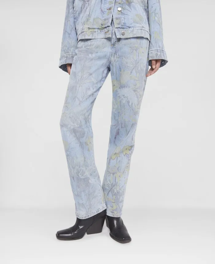 Stella McCartney Rewild Flora Print Straight Leg Jeans Printed Blue Women Denim Stella McCartney Rewild Flora Print Straight Leg Jeans Printed Blue Women Denim