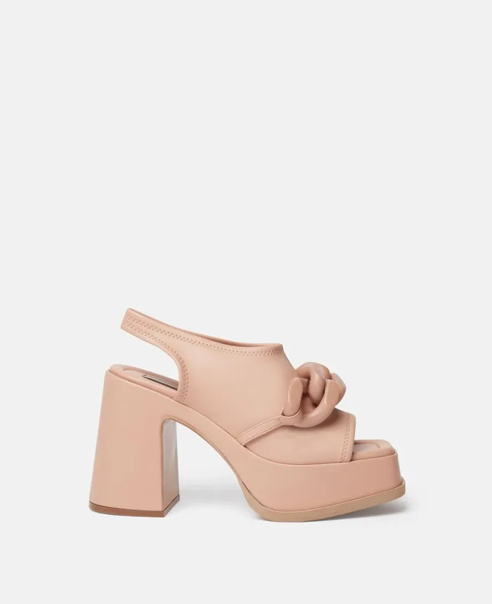 Stella McCartney Skyla Chain Platform Sandals Sunset Rose Women Heels