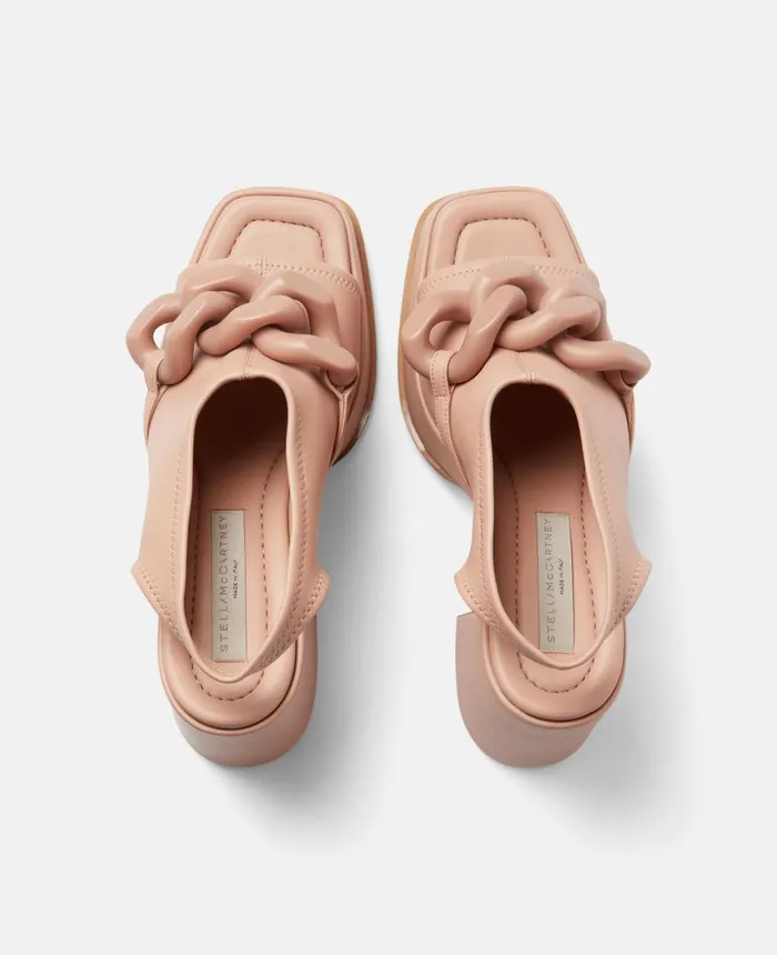 Stella McCartney Skyla Chain Platform Sandals Sunset Rose Women Heels