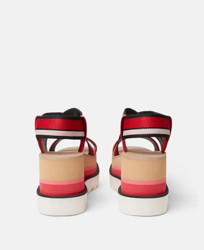 Stella McCartney SneakElyse Striped Platform Sandals Redpink Women Wedges
