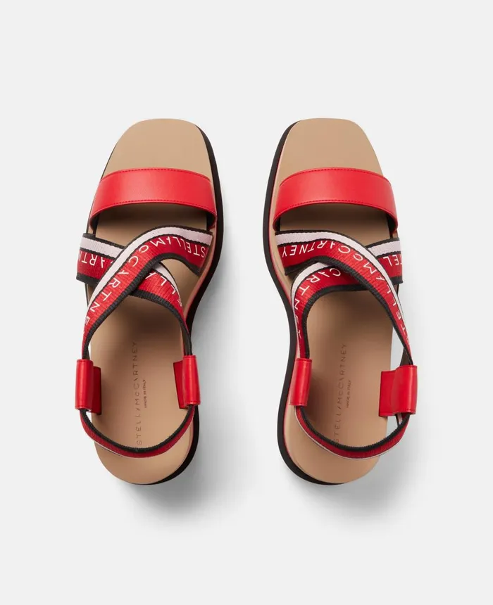 Stella McCartney SneakElyse Striped Platform Sandals Redpink Women Wedges