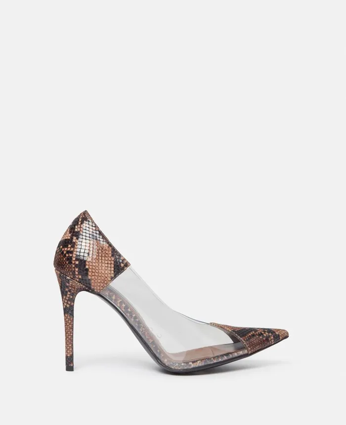 Stella McCartney Stella Iconic Python Print Transparent Pumps Browntransparent Women Heels Stella McCartney Stella Iconic Python Print Transparent Pumps Browntransparent Women Heels