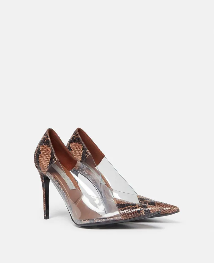 Stella McCartney Stella Iconic Python Print Transparent Pumps Browntransparent Women Heels Stella McCartney Stella Iconic Python Print Transparent Pumps Browntransparent Women Heels
