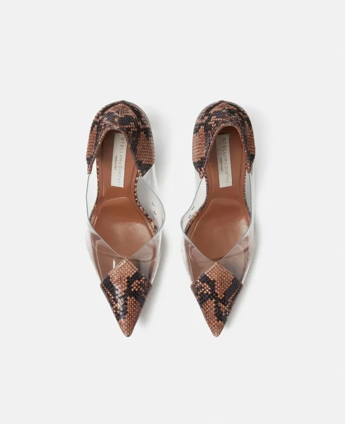 Stella McCartney Stella Iconic Python Print Transparent Pumps Browntransparent Women Heels Stella McCartney Stella Iconic Python Print Transparent Pumps Browntransparent Women Heels
