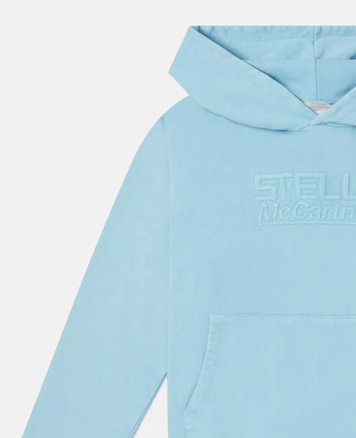 Stella McCartney Stella Logo Active Embroidery Oversized Hoodie Light Blue Kids TShirts And Sweatshirt Stella McCartney Stella Logo Active Embroidery Oversized Hoodie Light Blue Kids TShirts And Sweatshirt