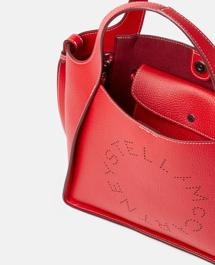 Stella McCartney Stella Logo Grainy Alter Mat Crossbody Bag Bright Red Women TopHandle Bags Stella McCartney Stella Logo Grainy Alter Mat Crossbody Bag Bright Red Women TopHandle Bags