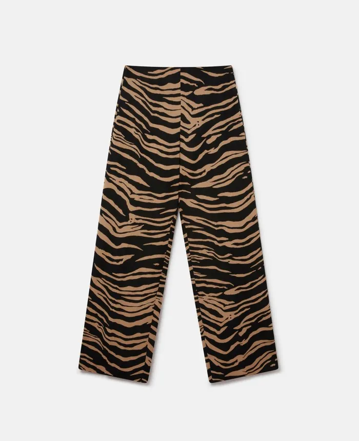 Stella McCartney Tiger Print Tailored Straight Leg Trousers Raffia Women Tailoring Stella McCartney Tiger Print Tailored Straight Leg Trousers Raffia Women Tailoring