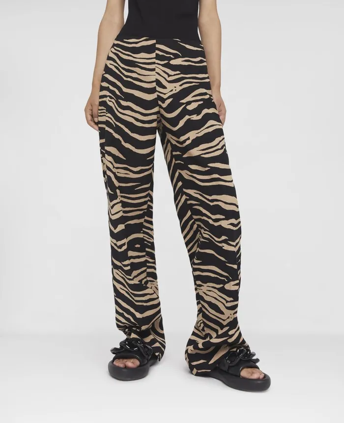Stella McCartney Tiger Print Tailored Straight Leg Trousers Raffia Women Tailoring Stella McCartney Tiger Print Tailored Straight Leg Trousers Raffia Women Tailoring
