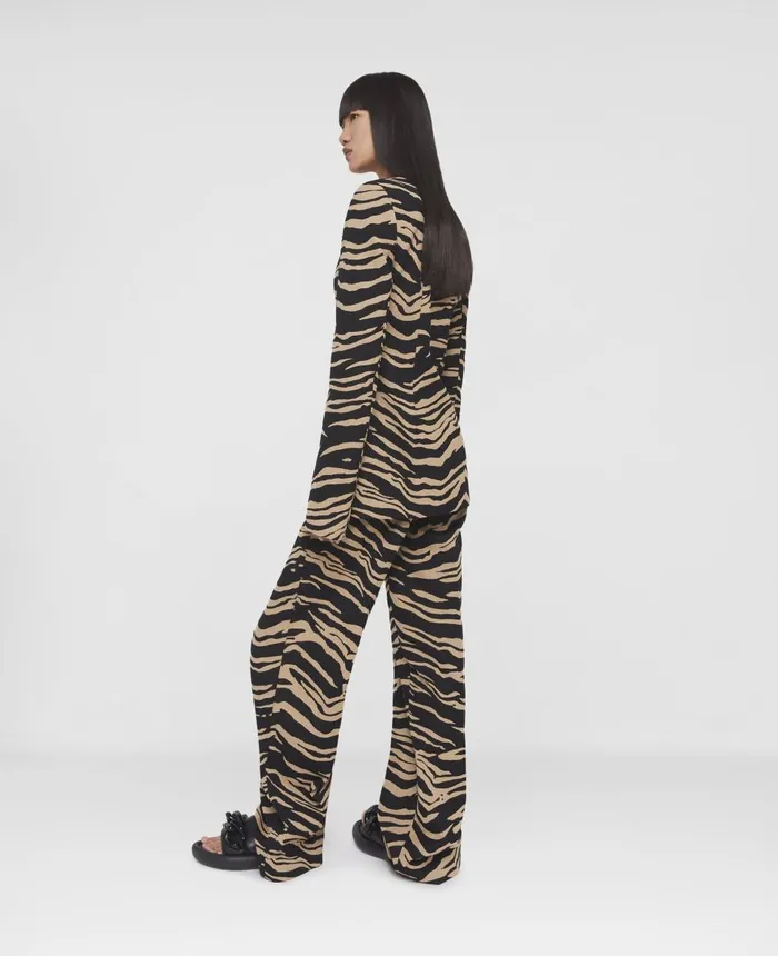 Stella McCartney Tiger Print Tailored Straight Leg Trousers Raffia Women Tailoring Stella McCartney Tiger Print Tailored Straight Leg Trousers Raffia Women Tailoring