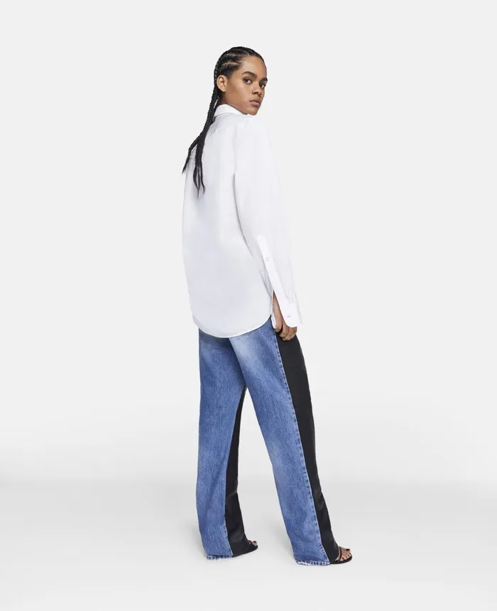 Stella McCartney Upset Kitty Crochet Patch Longline Shirt Pure White Women Shirts And Tops Stella McCartney Upset Kitty Crochet Patch Longline Shirt Pure White Women Shirts And Tops