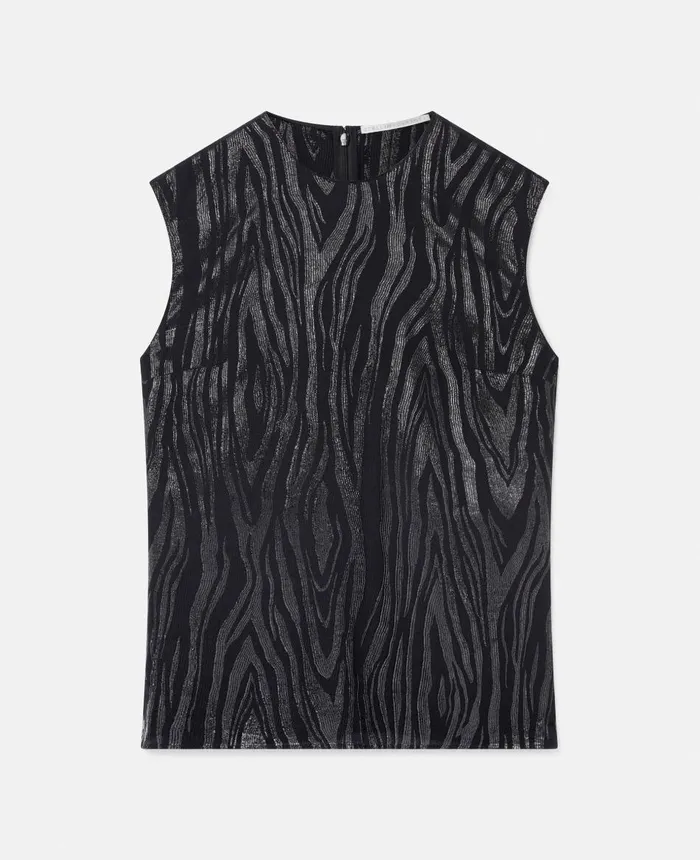 Stella McCartney Woodgrain Print Lurex Tank Top Black Women Sweatshirts And TShirts Stella McCartney Woodgrain Print Lurex Tank Top Black Women Sweatshirts And TShirts
