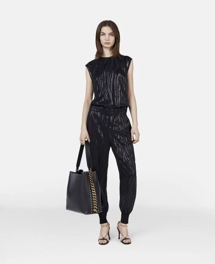 Stella McCartney Woodgrain Print Lurex Tank Top Black Women Sweatshirts And TShirts Stella McCartney Woodgrain Print Lurex Tank Top Black Women Sweatshirts And TShirts