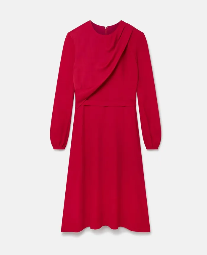 Stella McCartney Wrap Front Twill Midi Dress Raspberry Pink Women Dresses